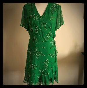 Green Floral Wrap Dress by All in Favor NWT XL